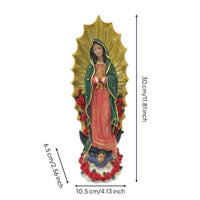 Sacred Mother Figure Figurine Hand-Painted Details Statue Inspirational Symbol Mexican Resin Sculpture for Catholics, Bookshelf