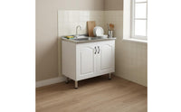 Freestanding Kitchen Cabinet with Sink Easy Installation Freestanding Utility Sink Cabinet Waterproof and Rustproof Stainless Steel Countertop Kitchen