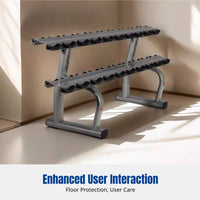 Dumbbell Rack, Doubletier, Commercial Gym Equipment, Sturdy Steel, Space-Saving Stand