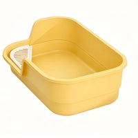 Semi-Enclosed Litter Box Low Entry Uncovered Top Feline Litter Box Slotted