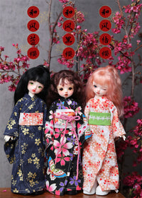 【和风和服系列】30厘米普6分bjd日系甜美浴衣女仆和服碎花套装裙