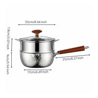 Stainless Steel Pot No Coating Japanese Style Frost Pot Easy to Clean Stainless Steel Saucepan for Beginners,   Person Meal