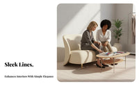 Minimalist aesthetic Scalloped rear Settee firm-density Foam Cushions Reception Sofa Easy to Assemble Commercial Furniture Textured Upholstery for Business Owners, Interior Designers, salon, Hotel Lobby, Lounge Area, Living Room