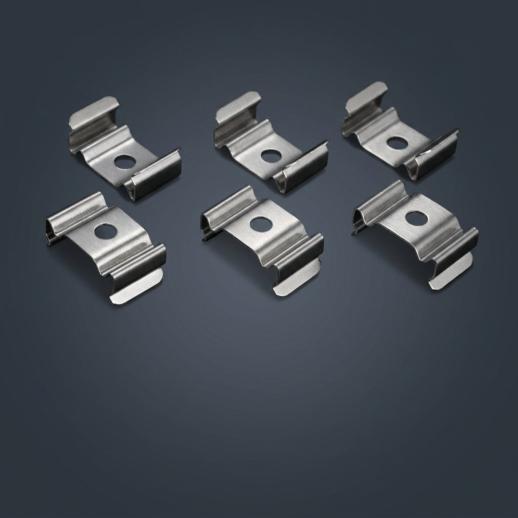 Stainless Steel LED Strip Mounting Clips for 16mm Wide Lights, Fixed Bracket with 4mm Hole and 0.3mm Thickness, Metal U-Clip LED Strip Holder
