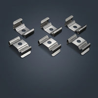 Stainless Steel LED Strip Mounting Clips for 16mm Wide Lights, Fixed Bracket with 4mm Hole and 0.3mm Thickness, Metal U-Clip LED Strip Holder
