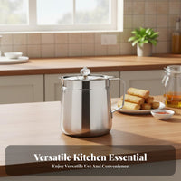 Stainless Steel Oil Strainer Pot Large Capacity Strain Can Meat Pan Drippings Container with Strainer