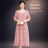 Summer Dresses for Women UK with Short Sleeves and Loose Waist, Ladies Clothes in Printed Flared Style, Plus Size Casual Wear