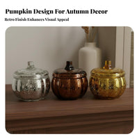 With Lid Decorative Pumpkin Candle Holder Vintage Design Pumpkin Shaped Glass Jar Festive Design for DIY Crafters, Table Centerpiece