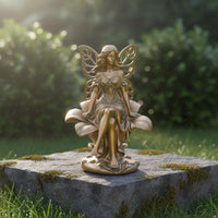 Bronze Finish Fairy Sculpture Resin Material Flower Fairy Statue for Yard