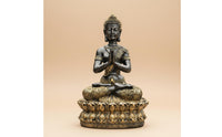 Resin Praying Buddha Ornament Gift Idea Thai Buddha Sculpture Gold Accent Home Decor for Hotel, Office