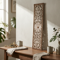 Floral Scroll Wall Plaque Ornamental Border Vintage Wooden Wall Decor Solid Wood House Decoration