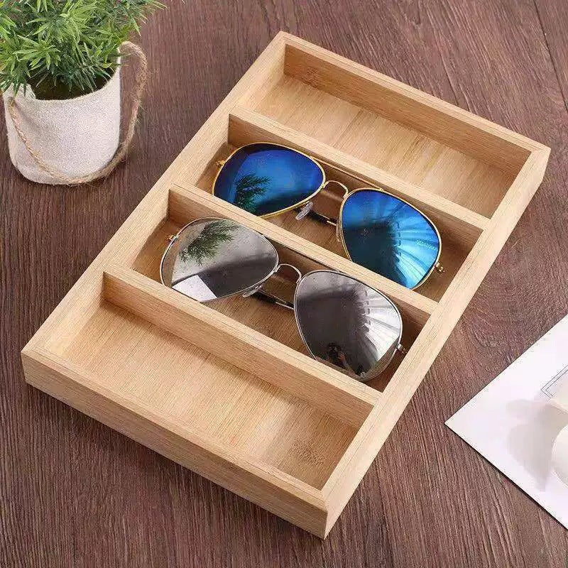 Bamboo Wood Sunglasses Display Stand Organizer for Eyewear Storage