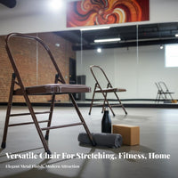 Foldable Iyengar Exercise Chair Heavy Duty Exercise Auxiliary Chair Reinforced Design Folding Fitness Stool Sturdy Construction for Beginners, Seniors, Home, Gym