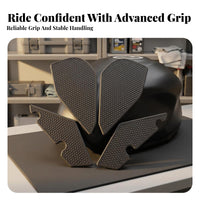 4 Pieces Textured Fuel Tank Pad Matte Anti-Slip Tank Pad Rounded Edge Black