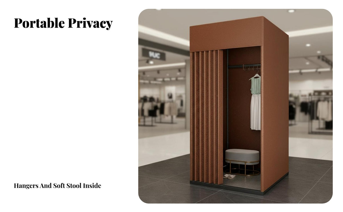 Easy Assembly Portable Changing Room Heavy-Duty Frame Portable Dressing Room Light Blocking Curtain Mobile Dressing Booth Large Space for Event Organizers, Market Vendors, Clothing Stores, Shopping Malls, Temporary Shops, Outdoor Markets