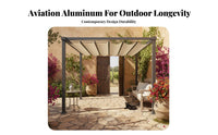 Sun Protection Retractable Wave Shade Pergola Weather-Resistant Retractable Wave Canopy Easy Installation Gazebo Breathable for Homeowners, Families, Restaurant Owners, Garden, Courtyard, Terrace, Yard