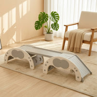 4 Pieces Indoor Climbing Arch with Slide Board Educational Climbing Arch with Mat Natural Climber with Ramp Active for Playroom