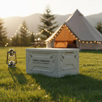 Folding Camp Box with Tabletop Lid Multi-Functional for Campers, Car Owners