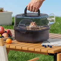 Portable Hamster Cage with Clear Lid, Large Oval Shape Travel Hamster Cage Includes Water Bottle and Wheel, Outdoor Hamster Cage for Small Pet Travel