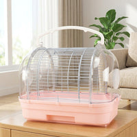 Portable Bird Cage with Handle, Hard-Sided Outdoor Bird Carrier for Parrot Travel, Small Bird Cage with Removable Tray for Easy Cleaning