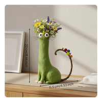 Cat Shaped Vase Whimsical Quirky Creature Planter Unique Gift for Tabletop