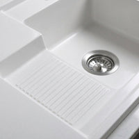 Synthetic Sink, White Compact Kitchen Sink, Single Bowl Quartz synthetic Stone Topmount Corner Design