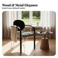 Retro Design Upholstered Leisure Chair Mid-20th Centuryera Modern aesthetic Upholstered Armchair with Wooden Legs Soft Upholstery Lounge Seat Thickly Padded padding for Interior Designers, Business Owners, Dining Room, Restaurant, Bedroom, Home Office
