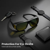 Driving Glasses Wind-Resistant Glare-Reducing Curved Glasses Protection Fit-over Sunglasses for Men, Cyclists, Biking, Traveling, Fishing