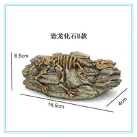 Resin Aquarium Bridge Ornament with Turtle Climbing Platform and Dinosaur Fossil Decor