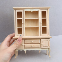 1:12娃娃屋dollhouse微缩家具摆件微场景食玩diy木质素坯餐边柜子
