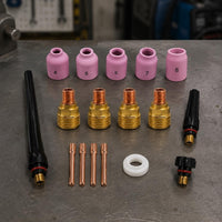 17 Pieces Welding Torch Consumables Kit Ceramic Cups Welding Torch Consumables Set Industrial Tool for Workshop