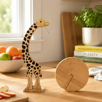 Giraffe Banana Holder Double Hooks Wooden Banana Hanger Space-Saving