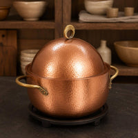 Hammered Copper Soup Pot Domed Lid Cookware Food Safe