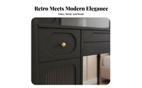 Lighted Vanity Desk Retro Design Dressing Table with Lighted Mirror Soft Cushiunifiedd Seat Adjustable Lighting for Women