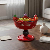 Pedestal Fruit Bowl Multicolor Crown-Fruit Bowl Glossy