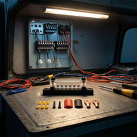 Transparent 6-Way Bus Bar with Cover Clear Busbar Slimline Bus Bar with Cover Easy to Install for DIYers, Electricians, RV, Boat, Automotive