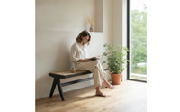 Woven Wood Bench with Rattan Seat Minimalist Rattan Bench Multipurpose Furniture Modern-Retro for Small Apartments