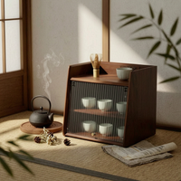 Cabinet with Flip-up Door Compact Tabletop Cabinet Enclosed for Tea Station