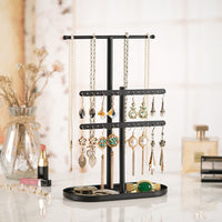 黑色3层32孔首饰展示架铁艺饰品耳饰项链收纳架Jewelry Organizer