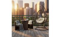 3 Pieces Balcony Furniture Set Space-Saving Design Wicker Balcony Conversation Set Weather-Resistant Rattan Table and Chairs for Terrace, Garden