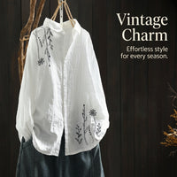 Embroidered Shirts for Women with Loose Fit Design, Casual White for Summer and Everyday Wear, Plus Size Blouse UK