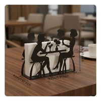 Hollow-out Metal Napkin Rack Decorative Black Iron Napkin Holder Weighted Base Metal Tabletop Tissue Holder for Cafe