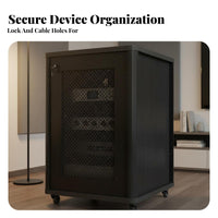 1 Piece Home Theater Amplifier Rack Audio Equipment Cabinet Professional Audio Rack Heavy-duty Casters Lockable Door with Wheels Suitable for Audiophiles Djs KTV Room Studio