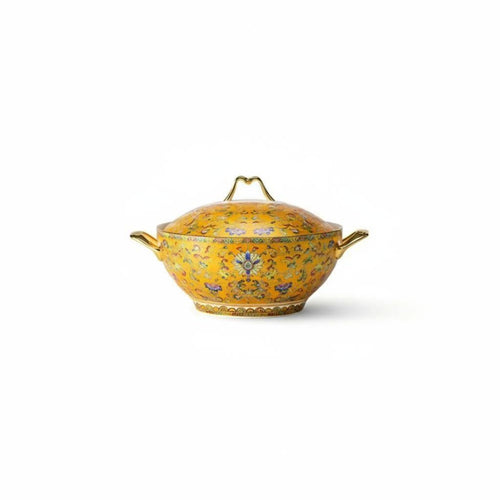 Bone China Bowl, Gold Rim Enamel, Chinese Style Dinnerware Set, Household Gift, Large and Small Bowls, Soup Pasta Bowl