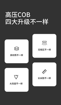 超亮led灯带220v户外防水自粘线形灯家用客厅吊顶工程COB软灯条 10米装【5D超爆亮户外防水】每100cm剪-广角COB无光斑无暗区★送1插头 黄色