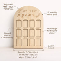 Baby Milestone Photo Frame, Wood, Modern Minimalist