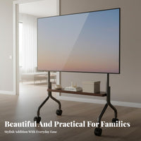 Mobile TV Stand Floor TV Stand Screen Mount Portable TV Cart Stainless Steel Frame with Wheels Suitable for Renters Living Room Bedroom Office