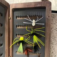 Walnut Fly Box Double-Sided Wooden Fly Box Polished Wood Grain for Anglers