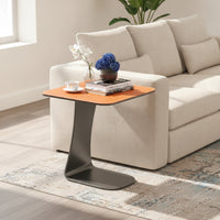 Leather Side Table Modern Side Table with Storage Compact Beistelltisch for Living Room, Small Apartments, Reading Nooks