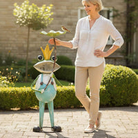 Frog Bird Bath Feeder Vintage Finish Frog Bird Feeder Waterproof for Patio